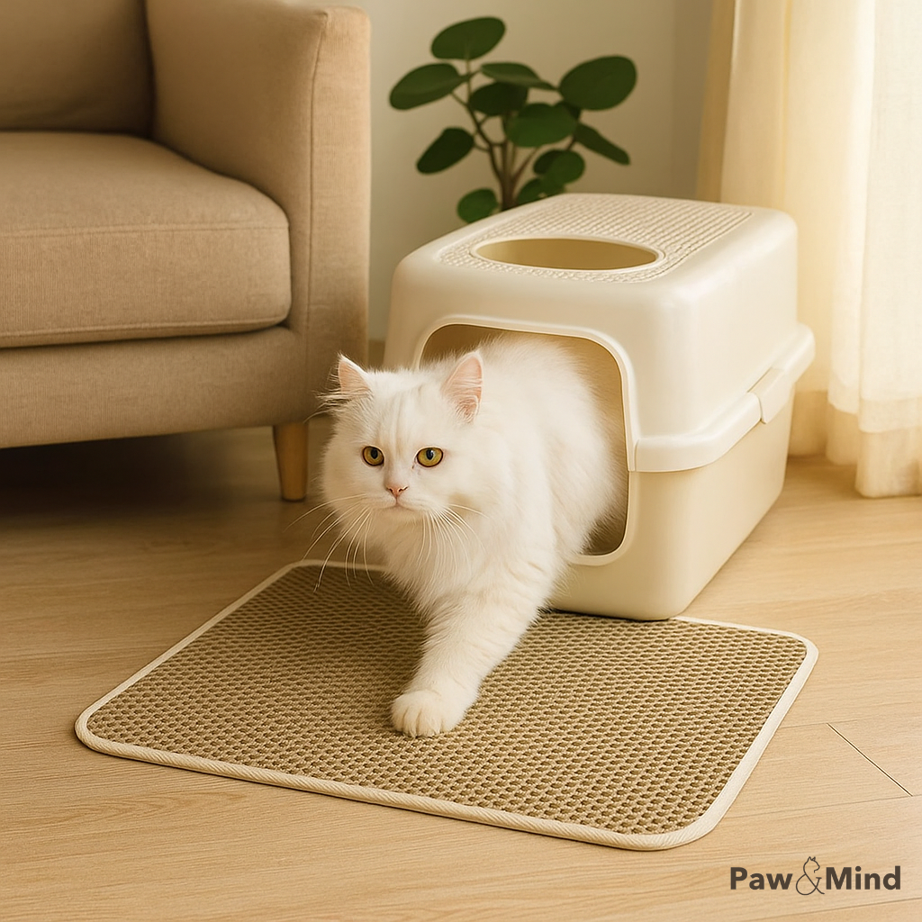 tapis litiere impermeable beige chat pawandmind