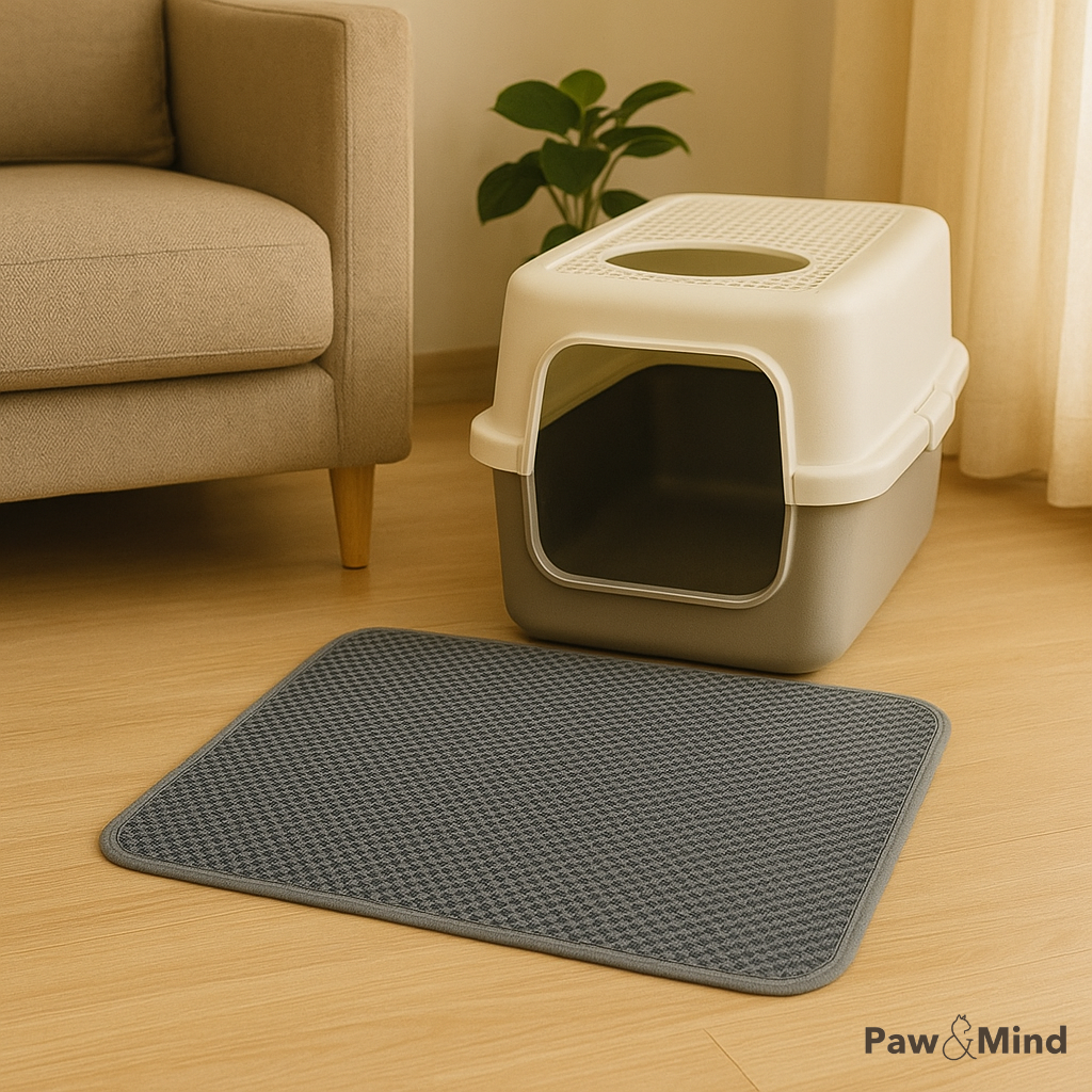 tapis litiere impermeable gris chat pawandmind