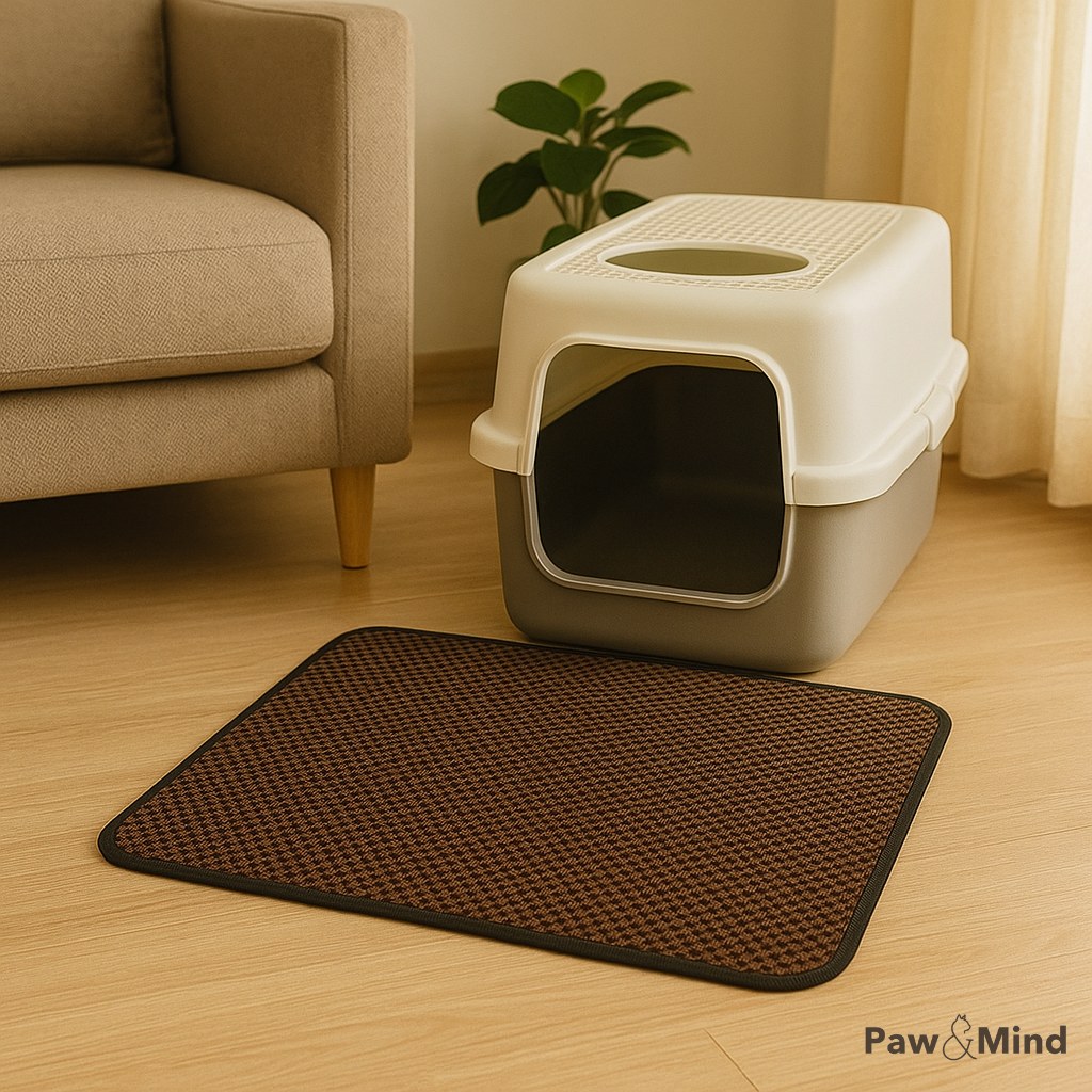 tapis litiere impermeable marron chat pawandmind