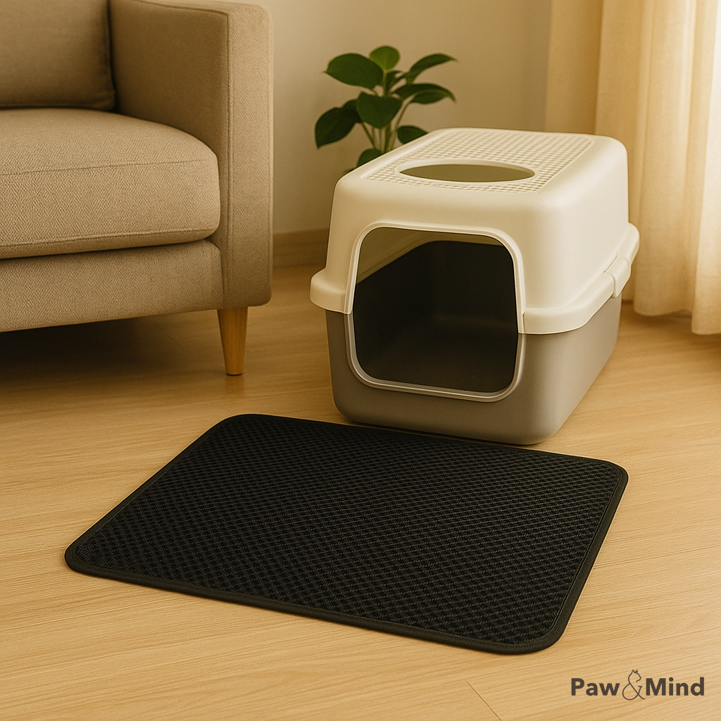 tapis litiere impermeable noir chat pawandmind