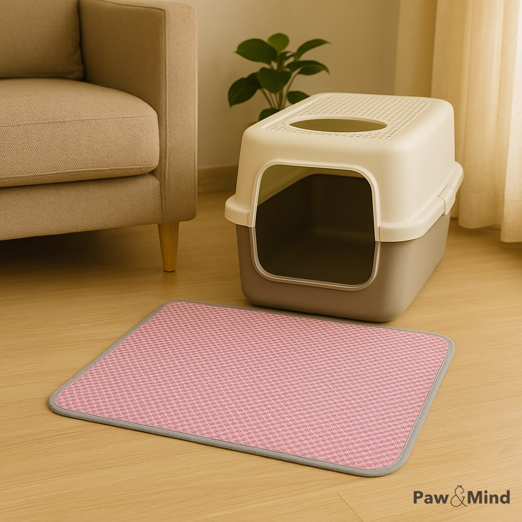 tapis litiere impermeable rose chat pawandmind